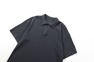 Camiseta de Manga Corta Tipo Waffle de 230g para Hombre, Media Cremallera, Cuello de Color Sólido, Holgada, Transpirable, Antiarrugas, ODM - Product Image 5