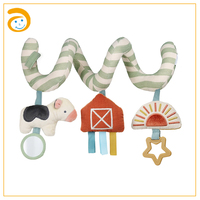 Jouet d'activités en spirale sur le thème de la ferme pour bébé, jouet suspendu en peluche pour poussette et siège auto avec miroir, jouet de dentition et jouet sensoriel pour nouveau-nés