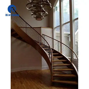 DS Factory Seller Stainless Steel Plate For Stair Professional Supplier Rotating Pendant Staircase Pendant Curved Timber Stairs