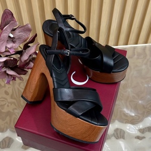 Sandales à talons épais pour femmes, de luxe, sexy, à bout ouvert, imprimé bois, plateforme, chaussures décontractées de haute qualité - Product Image 1