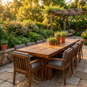 Juego de Mesa de Comedor de Madera Maciza de Lujo para Exteriores con Sillas para Patio, Jardín, Terraza, Hotel y Muebles para el Hogar - Product Image 3