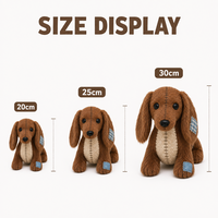 Boneka Anjing Dachshund Cokelat Berpatch, Mainan Plush, Desain Boneka Anjing Lembut Custom, Hadiah, MOQ Rendah, Layanan OEM ODM, Pemasok Langsung