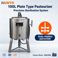 Pasteurisateur à plaques 100L en acier inoxydable 304, stérilisateur de lait et de jus, machine à commande numérique PLC PID pour aliments et boissons, garantie 1 an