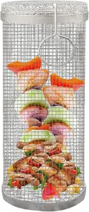 Stainless <strong>Steel</strong> Wire Mesh Cylinder Grill Basket BBQ Rolling Grill Tool Sets Food Grade Heat Resistant for Outdoor - Product Image 6