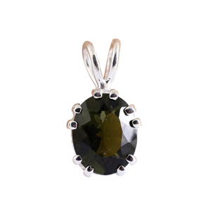 Colgante de Moldavita Natural en Bruto, Plata de Ley 925, Color Púrpura, Hermoso Diseño Hecho a Mano, Piedra Genuina, Regalo - Product Image 1