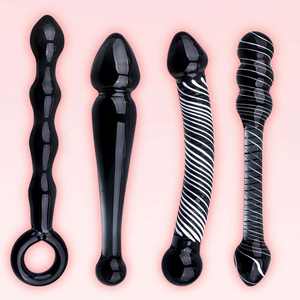 Elegante Varita de Masaje Curva de Vidrio Negro para Uso Adulto, Dispositivo Completo para el Placer Femenino, Manual de Instrucciones, Caja de Empaque Minorista - Product Image 6