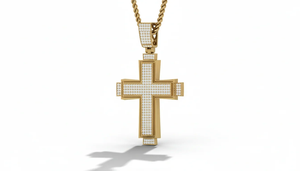 Pendentif croix hip-hop serti de diamants naturels en or, bijoux statement pour streetwear haut de gamme et style nocturne - Product Image 4