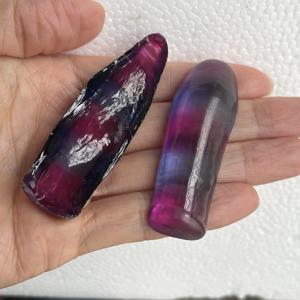 Saphir bicolore non taillé, pierre de corindon synthétique non taillée - Product Image 6