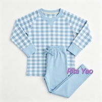 Ensemble de vêtements unisexe pour bébé automne-hiver, chemises et pantalons à carreaux pour petite fille, ensemble en molleton français monogrammé pour bébé garçon 2026