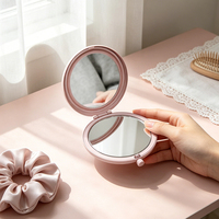 Miroir de maquillage pliable en métal, mini, de voyage, avec logo personnalisé, impression UV, technique de moulage sous pression, cadeaux promotionnels