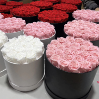 2026 Valentijn Cadeau Real Touch Enkele Eeuwige Rozen In Ronde Hart Vierkante Doos Langdurige Natuurlijke Bewaarde Bloemen In Doos