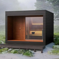 Sauna familiar de madera maciza de cedro rojo/abeto/cicuta de lujo al aire libre Sauna de Spa cuadrada para 4 personas