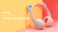 Mode Cat Ear Design P47M Casque De Jeu Rgb Led Casque Filaire avec Microphone Pour Ordinateur P47