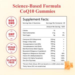 CoQ10 sin azúcar Gummies Coenzima <span class=keywords><strong>Q10</strong></span> para adultos Co <span class=keywords><strong>Q10</strong></span> Suplemento con Omega-3 Energy Brain y soporte antioxidante - Product Image 5