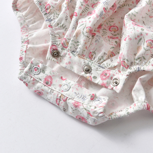 Combinaison d'été pour bébé fille, nouveau-né, en coton tricoté, smockée, broderie, sans manches, imprimé floral, couleur personnalisée, bouton - Product Image 6