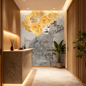 Modern Figure Art Mural Head Therapy Salon Beauty <strong>Entryway</strong> Decoration 3D Flower <strong>Wallpaper</strong> Easy Installation Household Use - Product Image 2