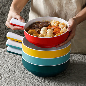 Bols en mélamine Xiangyuan avec poignées, grand bol à soupe et nouilles pour fondue, usage commercial, couleur unie - Product Image 2