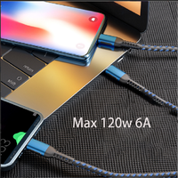 Kabel Data Pengisi Daya Super 3-in-1 100W 6A Tipe-C Pengisi Daya Cepat USB Mikro Sudut Kanan untuk iPhone /-Printer Tembaga Murni