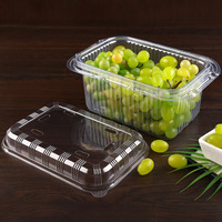 MOQ 50 pièces – Boîte à fruits portable 2-3 kg, paniers transparents en plastique pour la cueillette des fraises, boîte d'emballage jetable pour raisins avec poignée