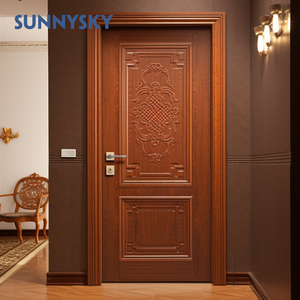 Sunnysky Vente à Chaud Portes secoueur intérieures simples en <span class=keywords><strong>bois</strong></span> <span class=keywords><strong>massif</strong></span> apprêté brun de 96 pouces pré-suspendues - Product Image 3
