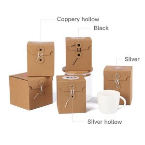 Honigglas-Verpackungsbox Kraftpapier Wellpappe Faltbare Schachtel mit Schnur Soßen-Tee-Becher Geschenkbox - Product Image 6