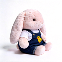 Adorable Peluche Lapin en Tissu Brodé avec Motif Canard, Douce et Moelleuse, Mignonne Poupée Lapin en Peluche avec Tenue de Canard Amovible