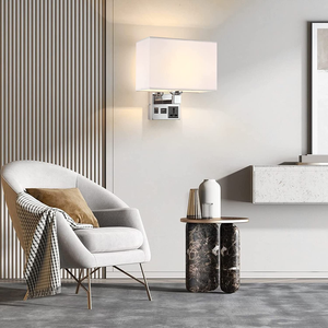 Bedside <strong>Wall</strong> <strong>Mount</strong> <strong>Light</strong> <strong>with</strong> USB and <strong>Plug</strong> LED Reading Swing Arm Fabric Shade <strong>Wall</strong> Sconce Hardwired <strong>Wall</strong> Lamp for Bedroom Hotel - Product Image 2