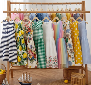 Robes d'été haut de gamme pour filles et enfants, lots mixtes, tissu léger, faible taux de défauts, stock neuf, qualité A - Product Image 2