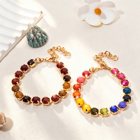 Bracelet réglable en résine arc-en-ciel CENDA, plaqué or, serti de griffes, avec perles colorées, chaîne de bracelet bonbon, bijoux pour femmes, cadeau