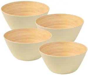 Naturally Chic Bamboo raffia Fiber Bowls - 5.75 Inch Round clear salad Bowls for Salads, Soups, Parties, BBQs, Events, Green