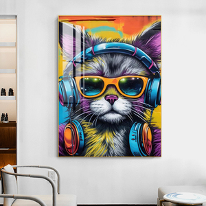 Maßgefertigte Großhandels-Comics mit Tiermotiven, Katzen und Hunden, HD-gedruckte Bilder, Heimdekoration, Kristallporzellan-Gemälde, Wandkunst mit LED - Product Image 4