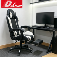 Chaise de bureau ergonomique robuste de style racing avec dossier inclinable et repose-pieds extractible pour le bureau à domicile