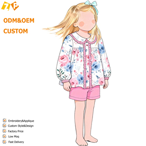 Completo Set <span class=keywords><strong>Abbigliamento</strong></span> Moda <span class=keywords><strong>Bambina</strong></span> Personalizzato con Stampa, Nuovo Design, Body a Maniche Lunghe in Seta Latte, Vendita Calda - Product Image 1