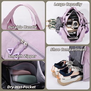 Individuelles Logo Einfarbige Große Kapazität Wasserdichte Mehrschichtige Trocken-Nass-Tasche Schuhaufbewahrung Pilates Gym Schulter Umhängetasche - Product Image 3