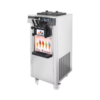 BLG Machine à glace molle verticale italienne professionnelle 3 saveurs, pour glace dure, sur pied, en acier inoxydable, 1300W 1