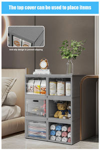 Sıcak çok katmanlı istiflenebilir katlanır eşya kutuları katlanabilir dolap dolabı plastik ve kumaş kapılar ile giyim organizatör Comined - Product Image 4