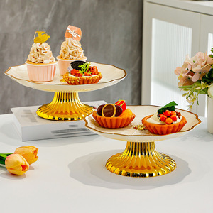 Plateau à fruits de style minimaliste avec incrustations dorées, plateau de présentation haut de gamme pour la maison, le salon, la table basse, plateau à collations - Product Image 2
