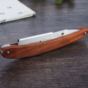Rasoio a lama dritta con manico in legno OEM, lama sostituibile, rasoio <span class=keywords><strong>da</strong></span> <span class=keywords><strong>uomo</strong></span> in acciaio inossidabile per taglio capelli e rasatura - Product Image 2