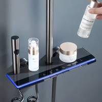 Nouvel ensemble de robinetterie de douche thermostatique poli à boutons piano avec affichage numérique et lumière d'ambiance, design moderne pour hôtels, maisons et villas