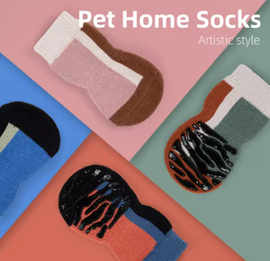 निर्माता थोक डबल साइड सॉफ्ट लुभावनी इको-फ्रेंडली वाटरप्रूफ कपड़े रबर फैशन प्यारा पालतू कुत्ते मोजे विरोधी पर्ची सभी - Product Image 6