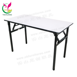 Mesas plegables negras con marco de metal para comedor de hotel para eventos - Product Image 1