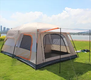 2 Rooms 1 Living Room Waterproof Extra Large Space 8 To 12 Persons Portable Family Outdoor Camping Tent