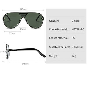 Les lunettes de soleil en métal pour hommes et femmes, nouveau pilote, décontracté, plage, uv400, 2023, lunettes de soleil électrochromiques, neo chaîne, pilote, <span class=keywords><strong>1977</strong></span> - Product Image 4