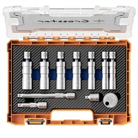 Crosstar OLIVER Jeu de douilles à bougies magnétiques pivotantes 11 pièces, entraînement 3/8'', en acier au chrome-vanadium, 18mm/13/16/14mm, avec rallonges 3/6''
