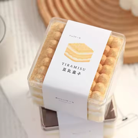 Boîte d'emballage en plastique PS transparente carrée en gros, conteneur recyclable pour tiramisu, usage industriel - Alimentaire