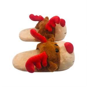 Pantofole pelose di natale animale per le donne divertente cartone animato morbido peluche accogliente camera da letto invernale renne pelose pantofole animali - Product Image 5