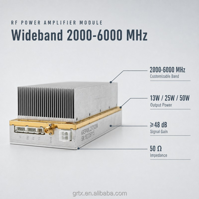 RF Power Amplifier Module 2000-6000MHz 13W 25W 50W High Gain Signal Amplifier for Low-Altitude Safety Application
