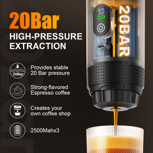เครื่องชงกาแฟเอสเพรสโซแบบพกพาขายส่งจากโรงงาน ร้อนเร็ว ใช้พลังงานแบตเตอรี่ เหมาะสำหรับการเดินทาง แคมป์ปิ้ง ฟิตเนส รับทำโลโก้ตามสั่ง - Product Image 5