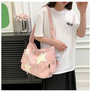 Women Star Pattern Canvas Crossbody <b>Tote</b> Shoulder Bag Casual Simple Large Capacity Travel School - Product Image 1