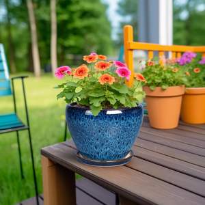 Maceta Rústica de Cerámica Esmaltada de 4 Pulgadas, Ligera (2 kg), con Orificio de Drenaje, Duradera, Ecológica, para Suculentas y Cactus, Estilo Rústico - Product Image 3